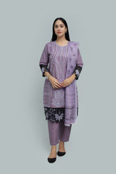 Premium 3-Piece Embroidered Cotton Suit – Soft Fabric with Boring Work | Naqshé